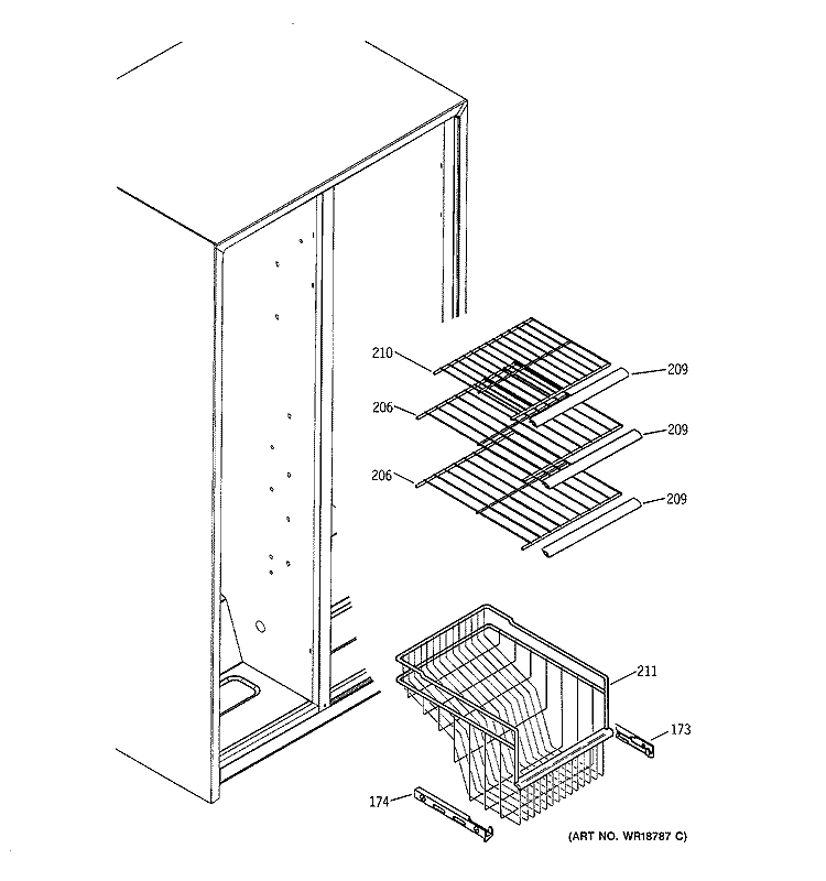 FREEZER SHELVES Diagram and Parts List for GSG20IEMBFWW  General Electric Refrigerator