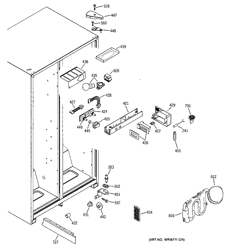 FRESH FOOD SECTION Diagram and Parts List for GSG20IEMBFWW  General Electric Refrigerator