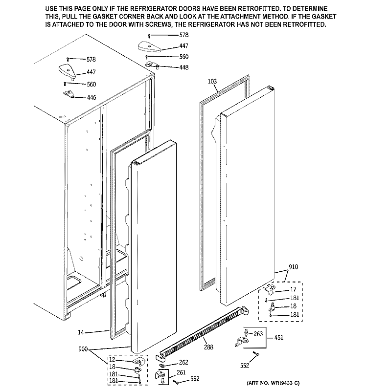 DOOR KIT Diagram and Parts List for GSG22KBMBFWW  General Electric Refrigerator