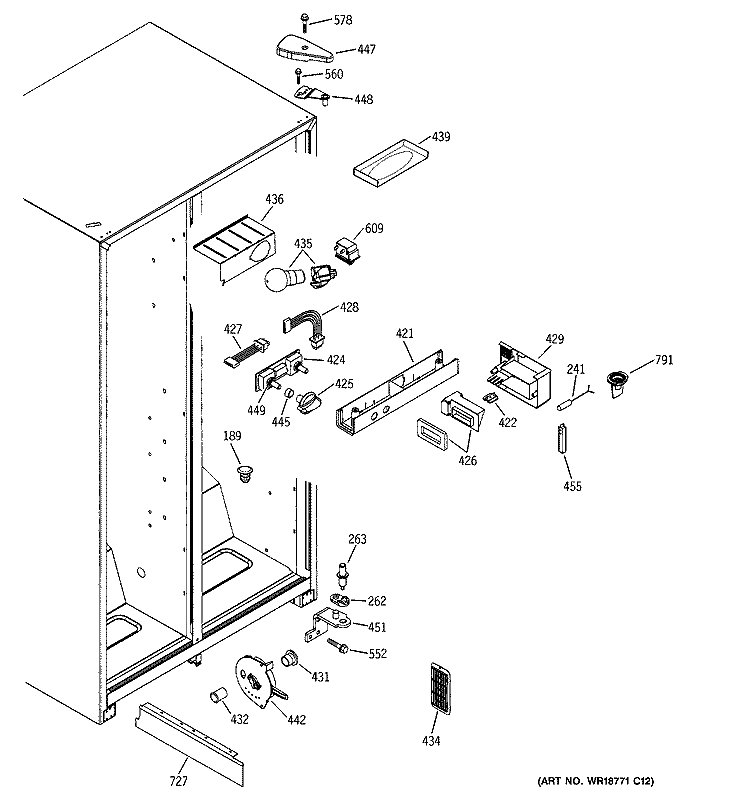 FRESH FOOD SECTION Diagram and Parts List for GSG22KBMBFWW  General Electric Refrigerator