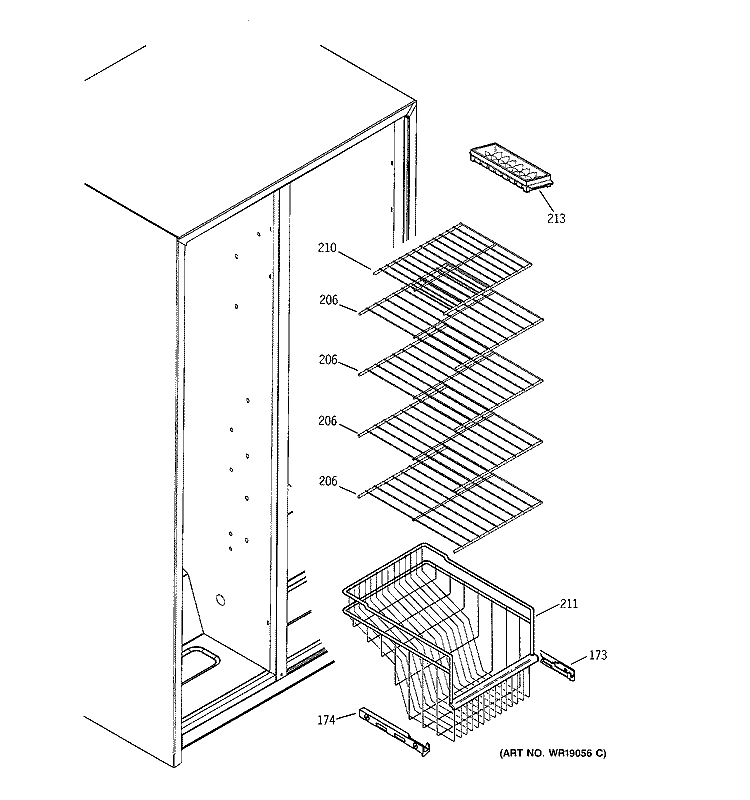FREEZER SHELVES Diagram and Parts List for GSG22KBMCFBB  General Electric Refrigerator