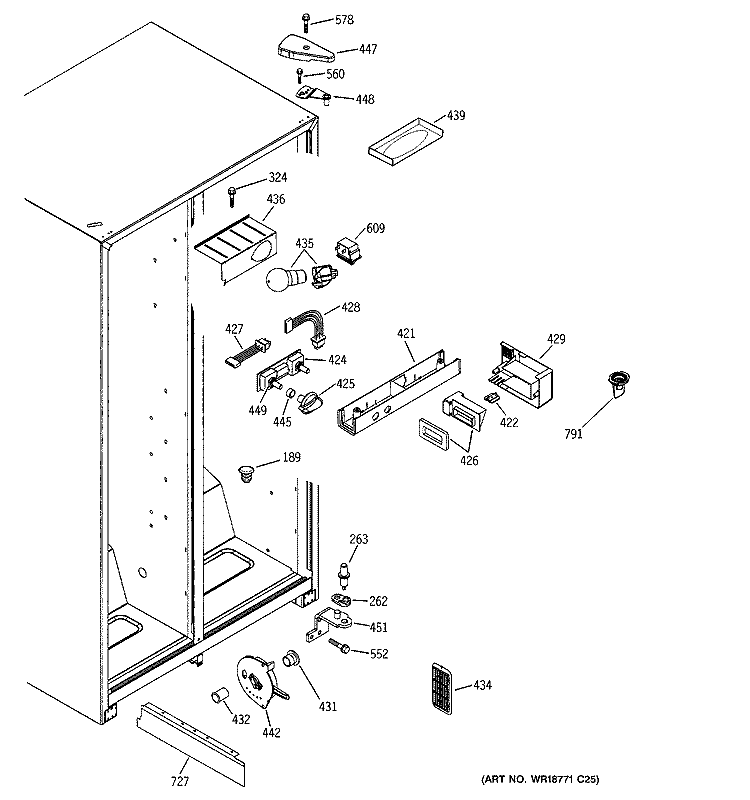 FRESH FOOD SECTION Diagram and Parts List for GSG22KBMCFBB  General Electric Refrigerator