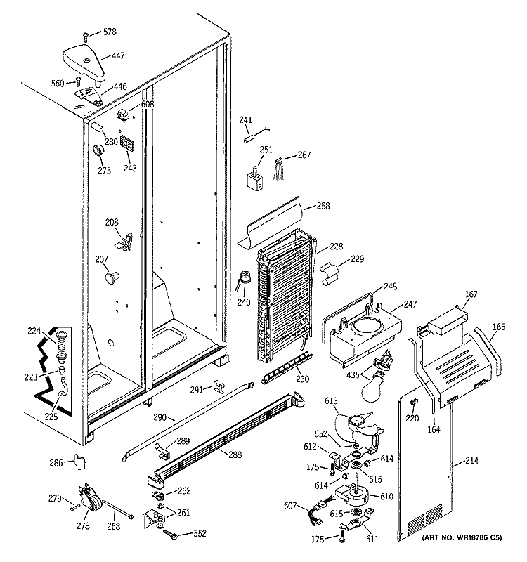FREEZER SECTION Diagram and Parts List for GSS20DBMBWW  General Electric Refrigerator