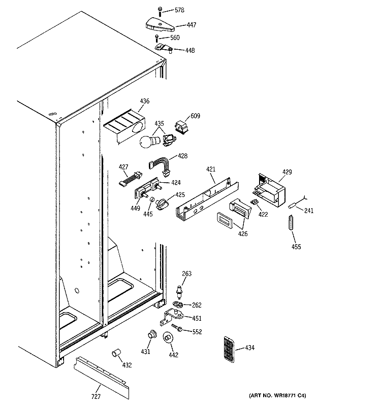 FRESH FOOD SECTION Diagram and Parts List for GSS20DBMBWW  General Electric Refrigerator