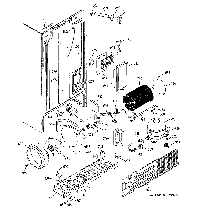 SEALED SYSTEM & MOTHER BOARD Diagram and Parts List for GSS22KGMBBB  General Electric Refrigerator
