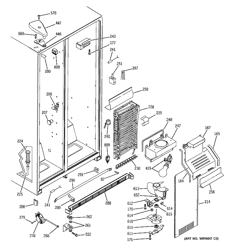 FREEZER SECTION Diagram and Parts List for GSS22SGMCBS  General Electric Refrigerator