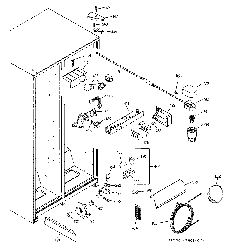FRESH FOOD SECTION Diagram and Parts List for GSS22SGMDBS  General Electric Refrigerator