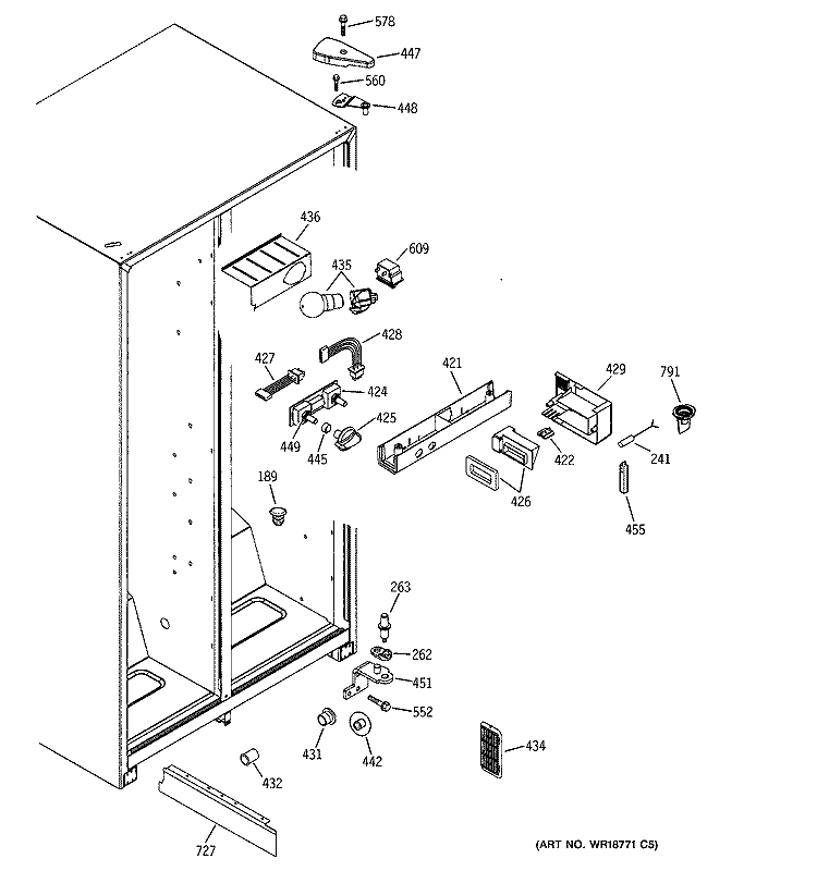 FRESH FOOD SECTION Diagram and Parts List for GSS22IBMBWW  General Electric Refrigerator