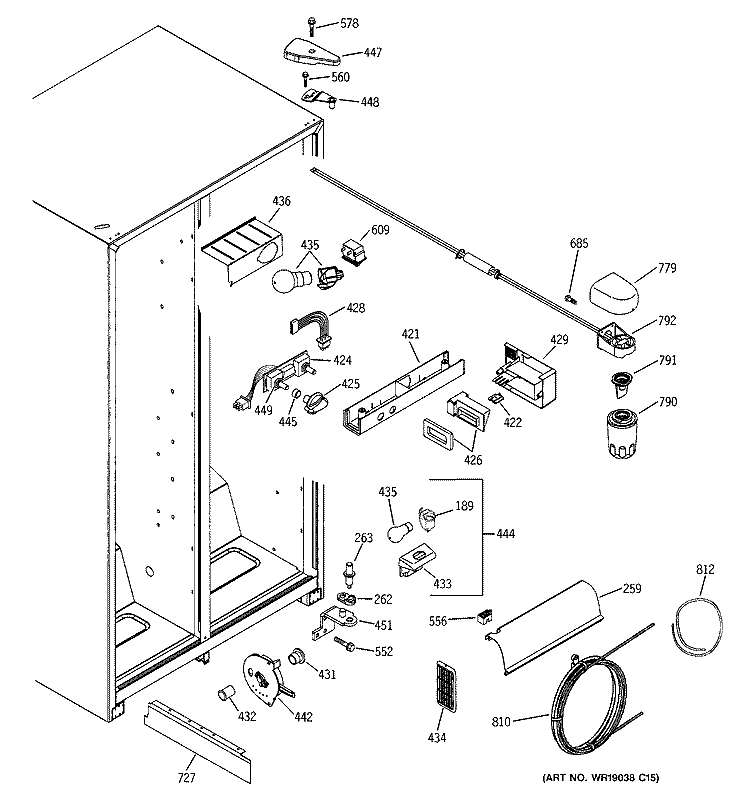 FRESH FOOD SECTION Diagram and Parts List for GSS22JFMDWW  General Electric Refrigerator