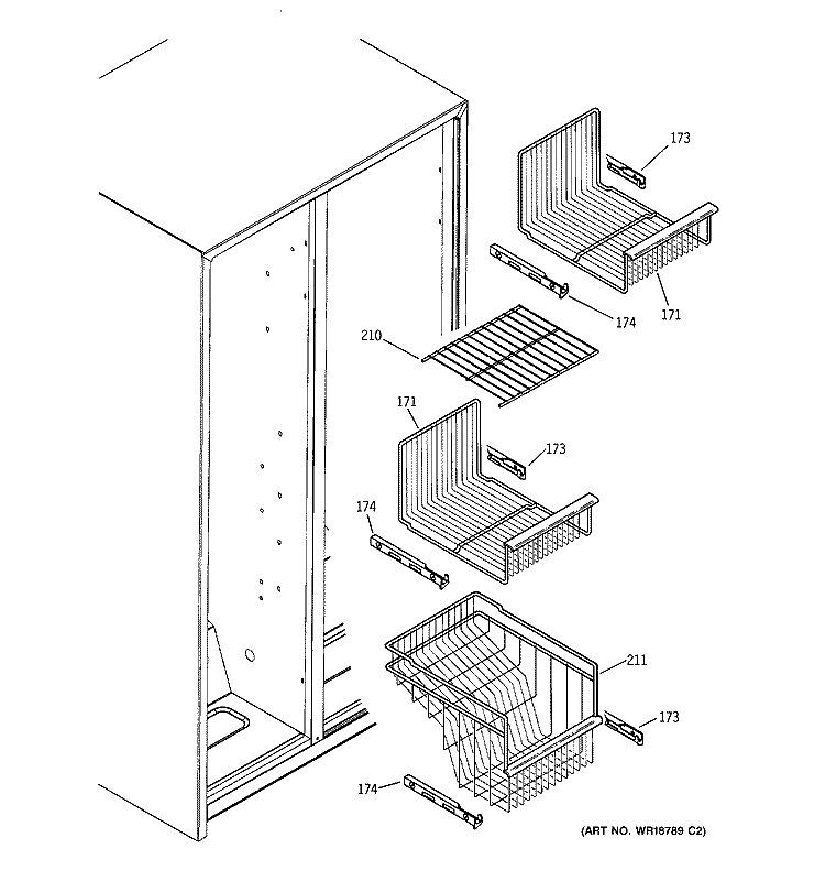 FREEZER SHELVES Diagram and Parts List for PSA22MIMCFWW  General Electric Refrigerator
