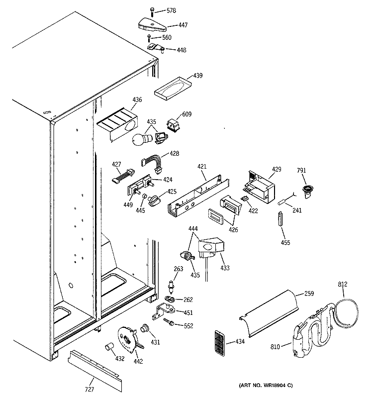 FRESH FOOD SECTION Diagram and Parts List for PSG22MIMBFWW  General Electric Refrigerator