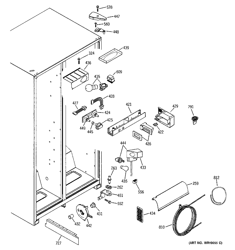 FRESH FOOD SECTION Diagram and Parts List for PSG22MIMCFWW  General Electric Refrigerator