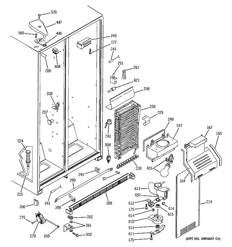 FREEZER SECTION Diagram and Parts List for GSS25SGMCBS  General Electric Refrigerator