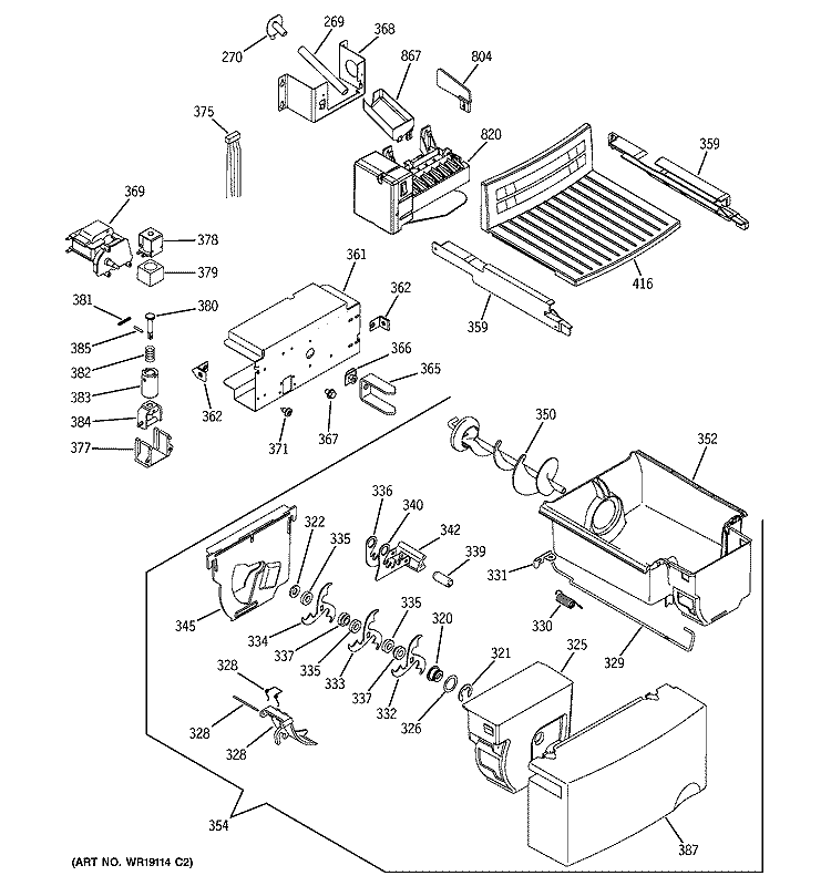 ICE MAKER & DISPENSER Diagram and Parts List for GSS25SGMCBS  General Electric Refrigerator