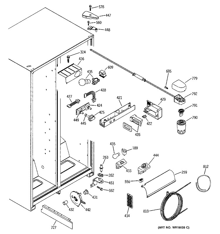 FRESH FOOD SECTION Diagram and Parts List for GSS25SGMCBS  General Electric Refrigerator