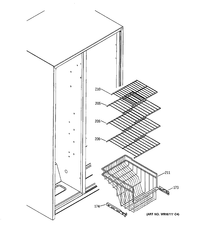 FREEZER SHELVES Diagram and Parts List for GSS25SGMDBS  General Electric Refrigerator