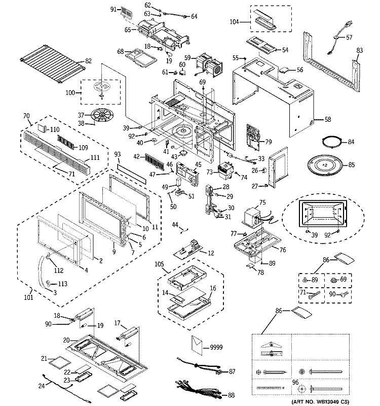 MICROWAVE Diagram and Parts List for EMO3000HSS01  General Electric Microwave