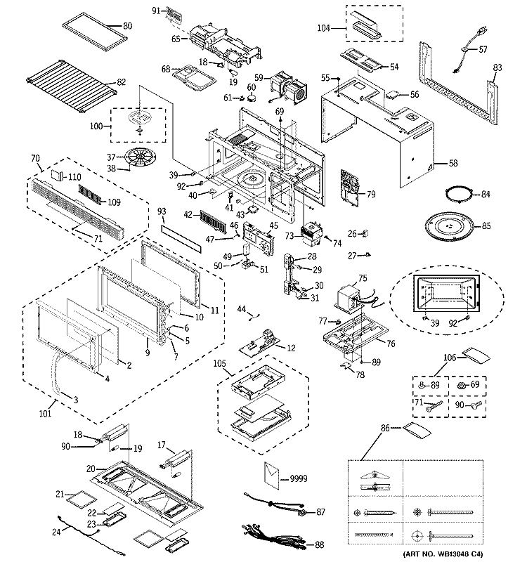 MICROWAVE Diagram and Parts List for JVM1440BH01  General Electric Microwave
