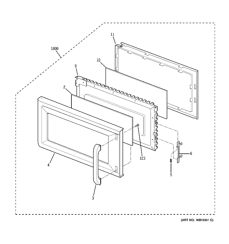 DOOR PARTS Diagram and Parts List for JVM1533BD05  General Electric Microwave