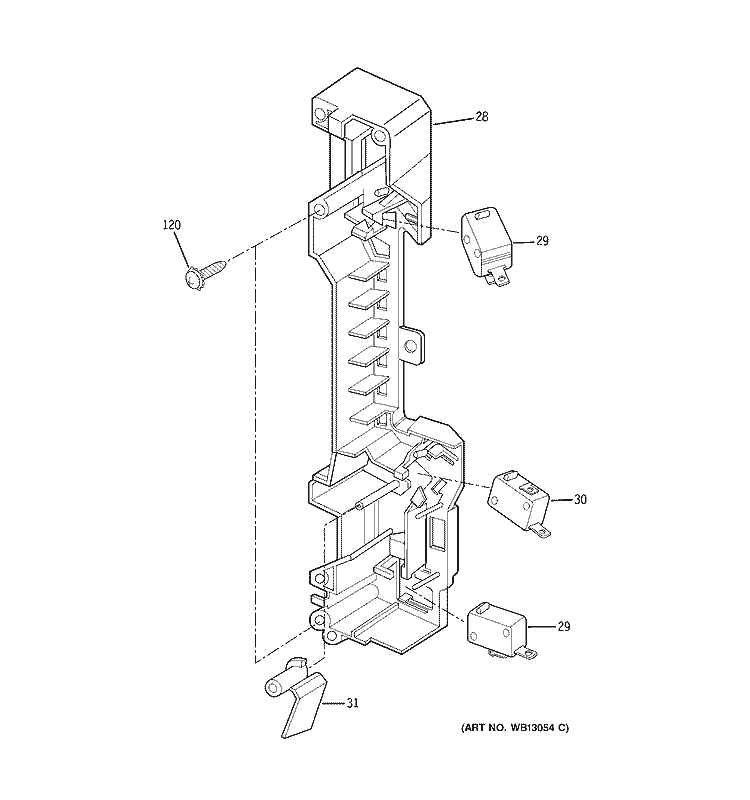 LATCH BOARD PARTS Diagram and Parts List for JVM1533BD05  General Electric Microwave