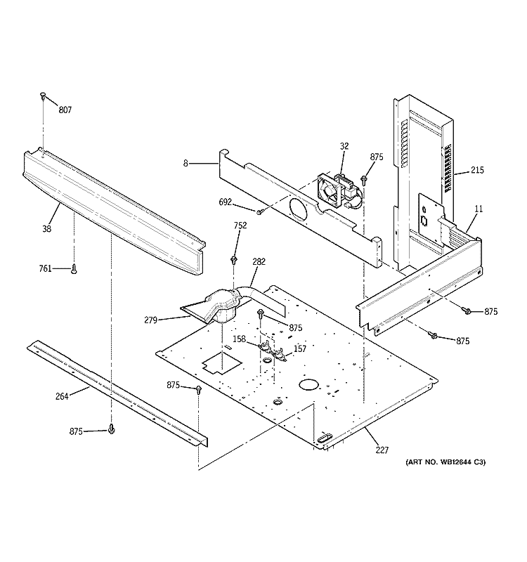 CENTER SPACER Diagram and Parts List for JTP48SF2SS  General Electric Microwave Oven Combo