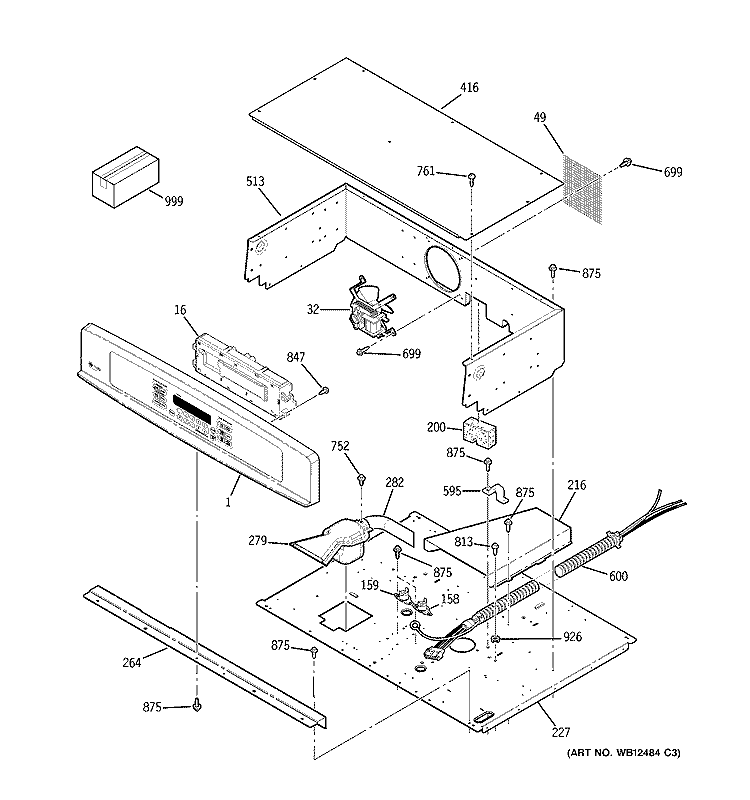 CONTROL PANEL Diagram and Parts List for JT912SF2SS  General Electric Wall Oven