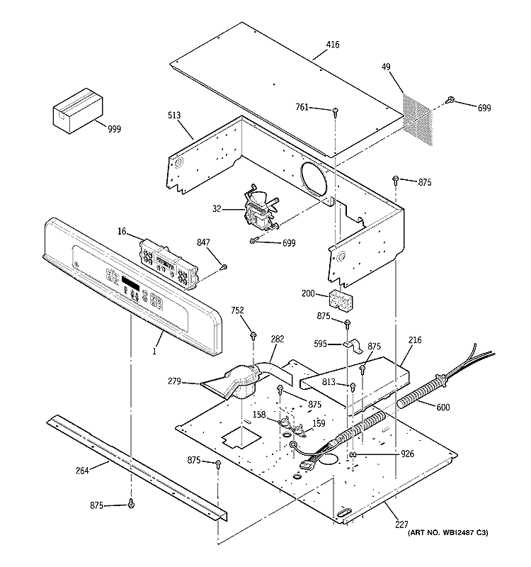 CONTROL PANEL Diagram and Parts List for JTP20BF3BB  General Electric Wall Oven