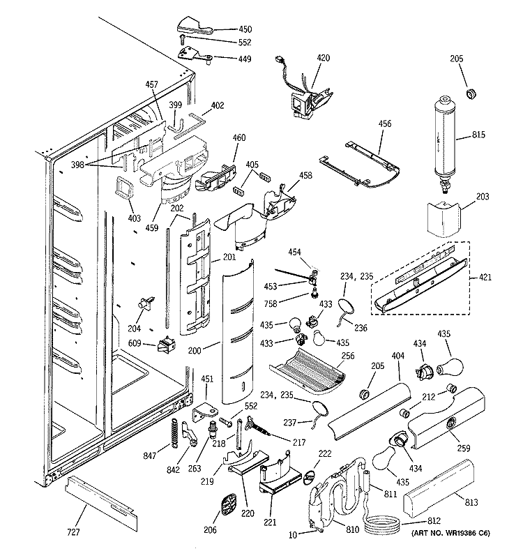 FRESH FOOD SECTION Diagram and Parts List for PSG25MIMHCWW  General Electric Refrigerator