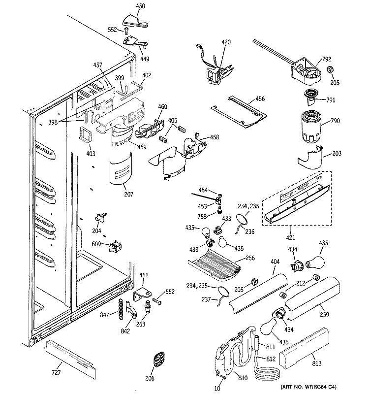 FRESH FOOD SECTION Diagram and Parts List for PSR26LSQASS  General Electric Refrigerator
