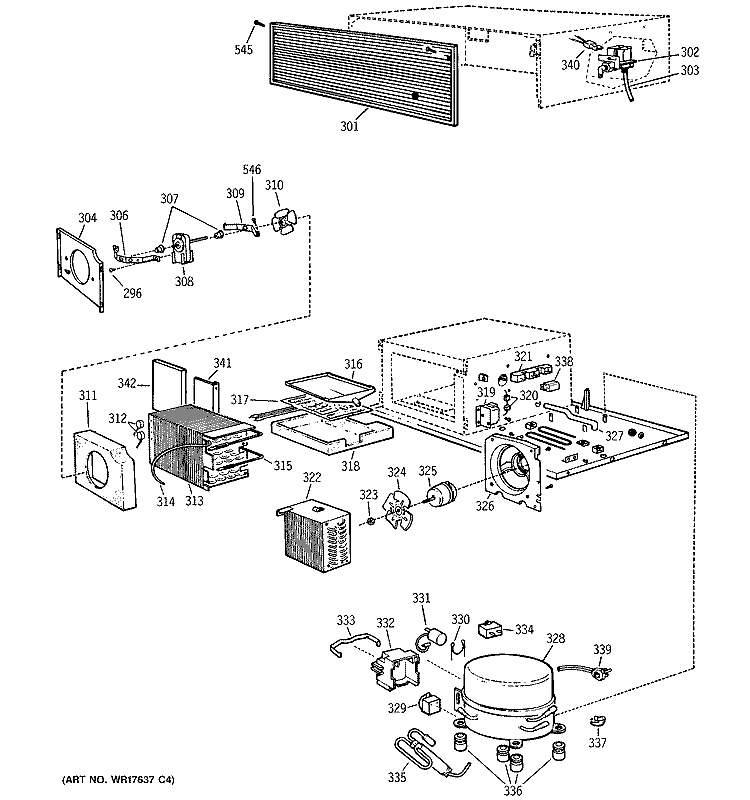 UNIT PARTS Diagram and Parts List for ZISW42EMB  General Electric Refrigerator