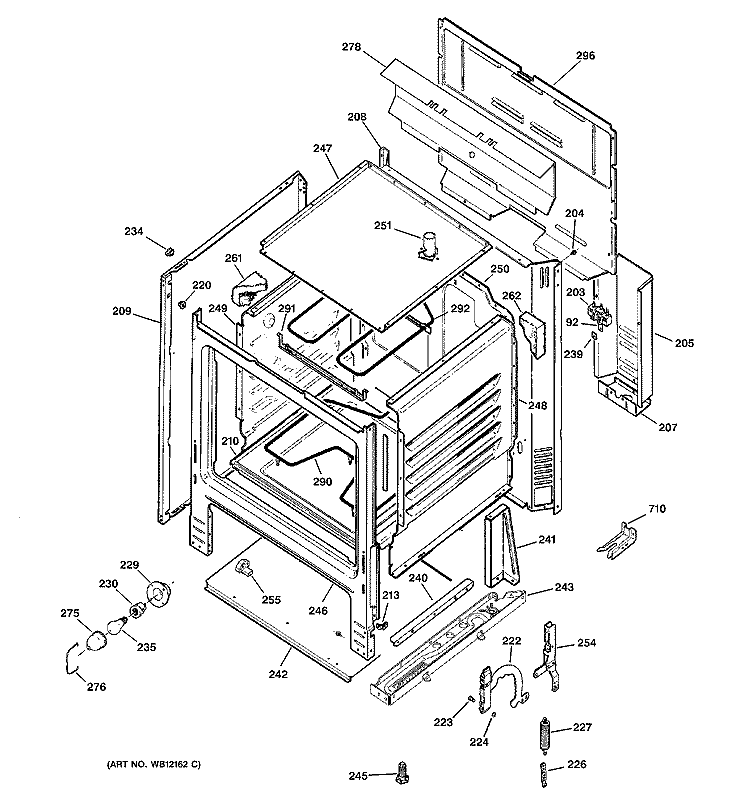 BODY PARTS Diagram and Parts List for JBS07H2WW  General Electric Range