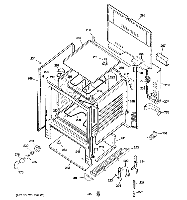 BODY PARTS Diagram and Parts List for JBS15H1WW  General Electric Range