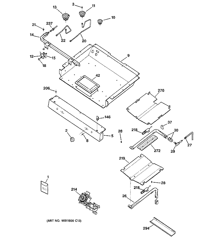 GAS & BURNER PARTS Diagram and Parts List for JGBP40BEH1CT  General Electric Range