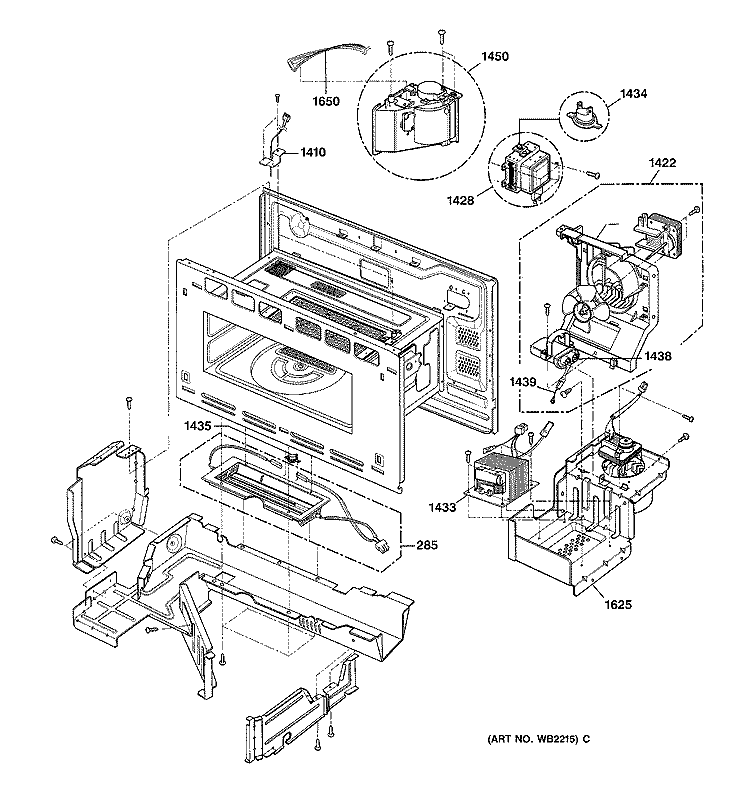 INTERIOR PARTS 1 Diagram and Parts List for SCB2000FBB01  General Electric Microwave Oven Combo