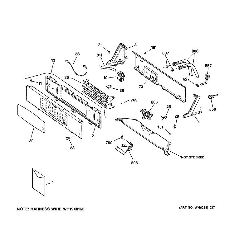 CONTROLS & BACKSPLASH Diagram and Parts List for WPSB8060B9WW  General Electric Washer