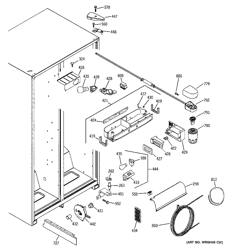 FRESH FOOD SECTION Diagram and Parts List for GSS25SGPABS  General Electric Refrigerator
