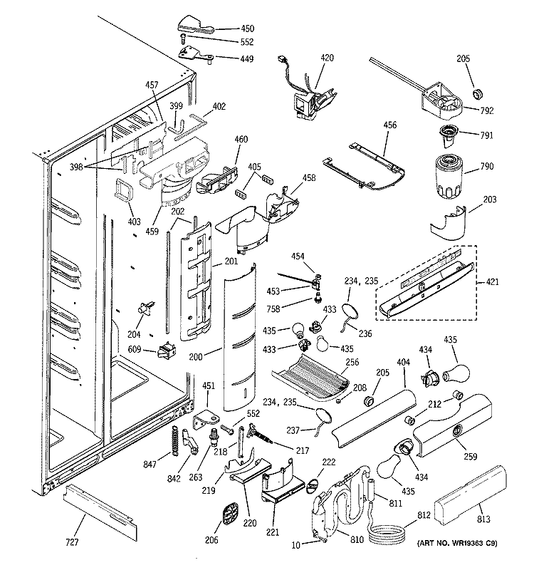 FRESH FOOD SECTION Diagram and Parts List for PCT23MGPACC  General Electric Refrigerator