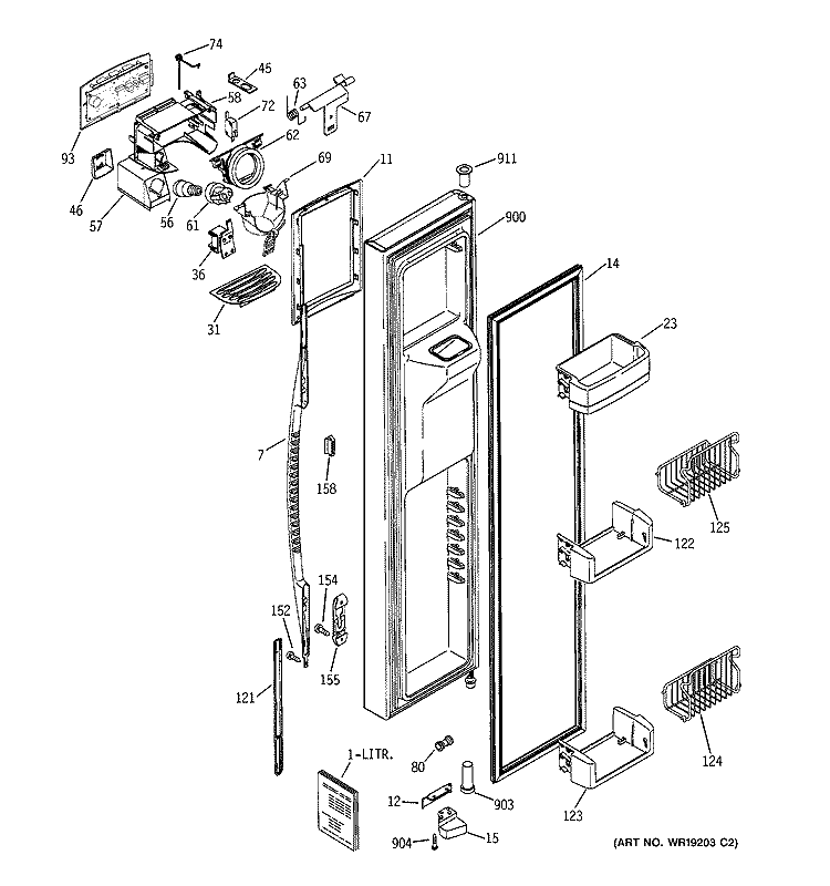 FREEZER DOOR Diagram and Parts List for PSG25SGMHCBS  General Electric Refrigerator