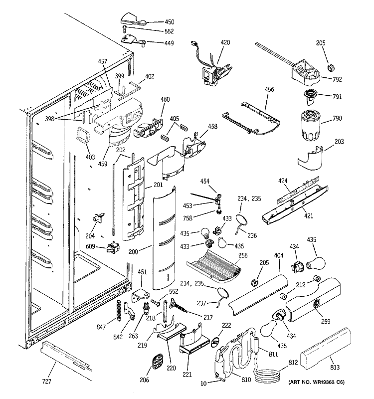 FRESH FOOD SECTION Diagram and Parts List for PSG25SGMHCBS  General Electric Refrigerator