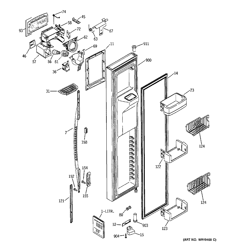 FREEZER DOOR Diagram and Parts List for PSG29SHMHCBS  General Electric Refrigerator