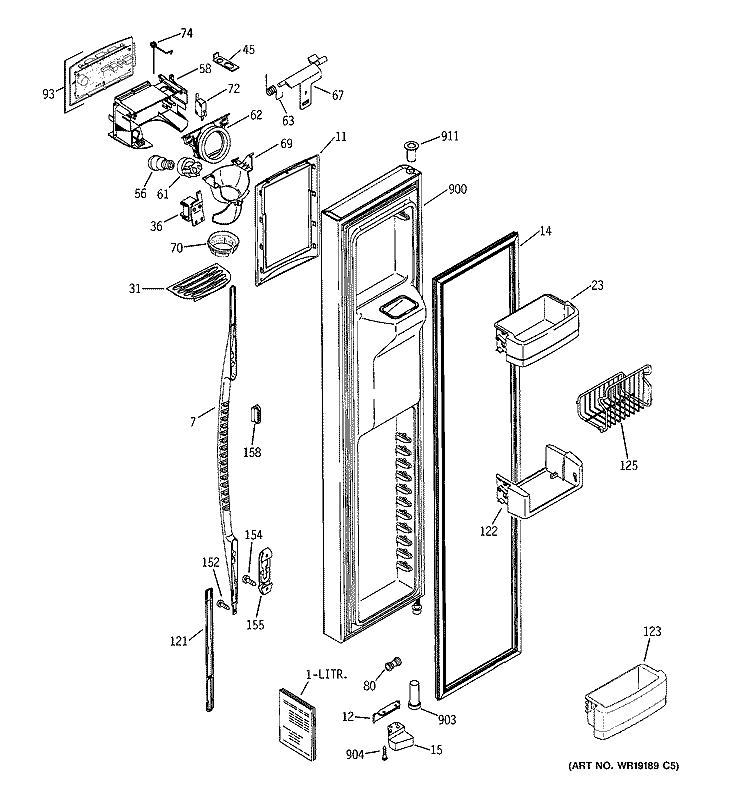 FREEZER DOOR Diagram and Parts List for PSK27MGNCCCC  General Electric Refrigerator