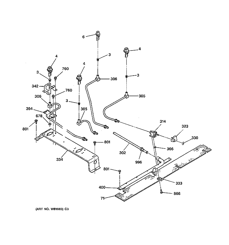 SURFACE BURNER Diagram and Parts List for JGSP23CEY1CC  General Electric Range