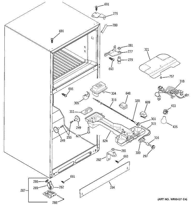 FRESH FOOD SECTION Diagram and Parts List for GTH18DBRARBB  General Electric Refrigerator