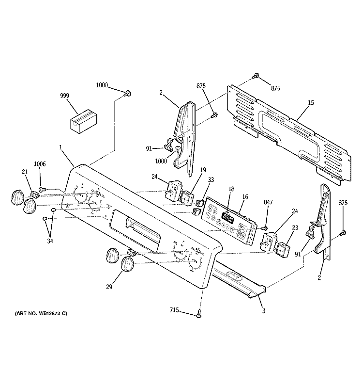 CONTROL PANEL Diagram and Parts List for JBP78DH2BB  General Electric Range