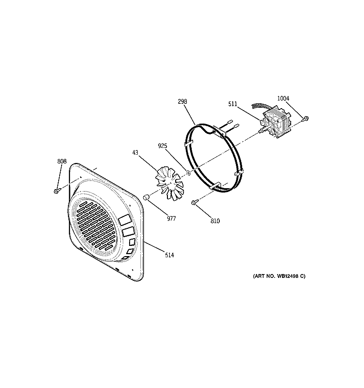 CONVECTION FAN Diagram and Parts List for JD968KF4CC  General Electric Range