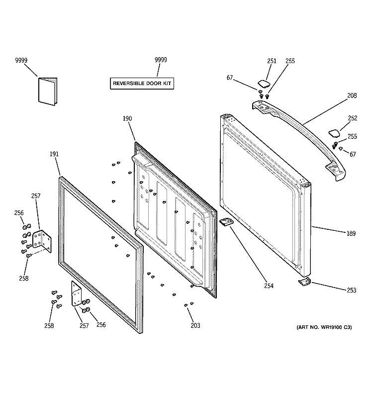 FREEZER DOOR Diagram and Parts List for GDS18LBRAWW  General Electric Refrigerator