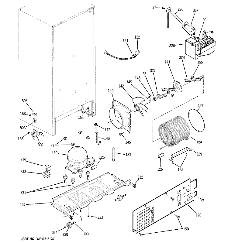 UNIT PARTS Diagram and Parts List for GDS18SCRALSS  General Electric Refrigerator