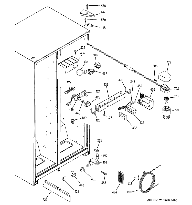 FRESH FOOD SECTION Diagram and Parts List for GSS25IFPDBB  General Electric Refrigerator