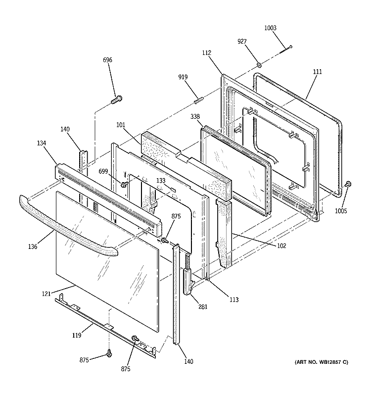 DOOR Diagram and Parts List for JBP66BH2WH  General Electric Range