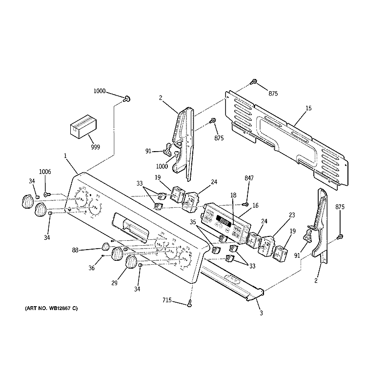 CONTROL PANEL Diagram and Parts List for JBP82KH2CC  General Electric Range